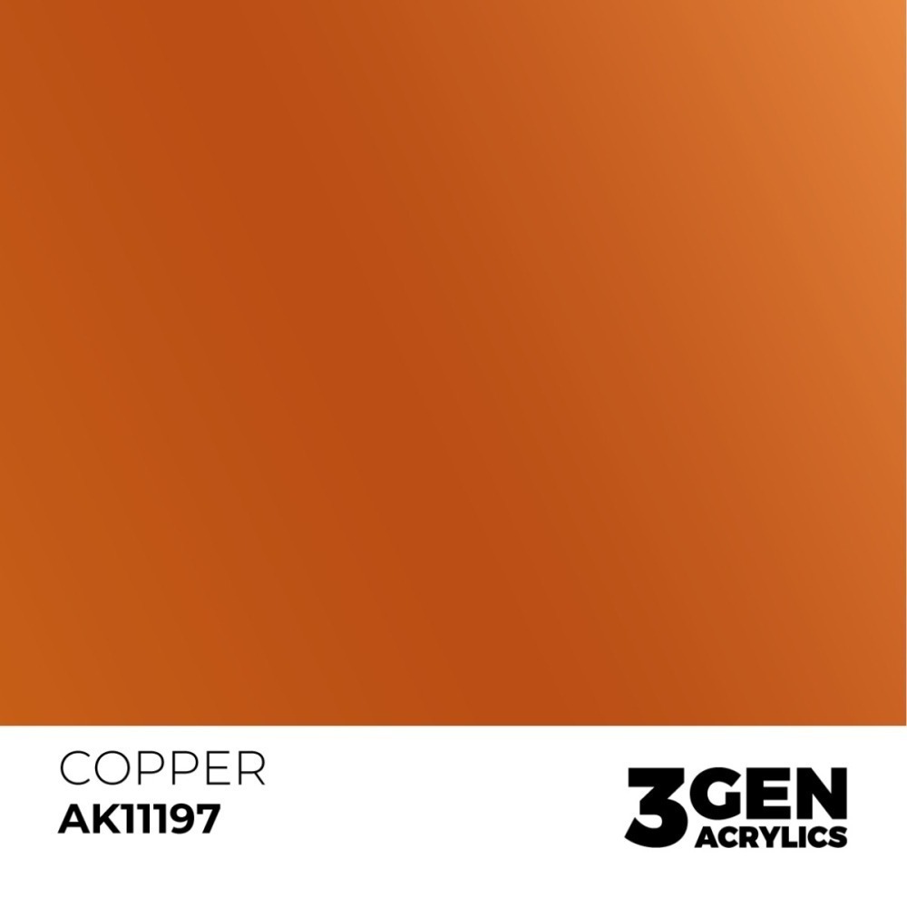 西班牙 AK 3GEN 第三代水性壓克力顏料 紅銅色 COPPER AK11197 METALLIC 金屬色-細節圖3