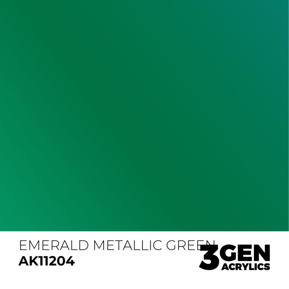 西班牙 AK 3GEN 第三代水性顏料 金屬翠綠色 EMERALD METALLIC GREEN AK11204-細節圖3
