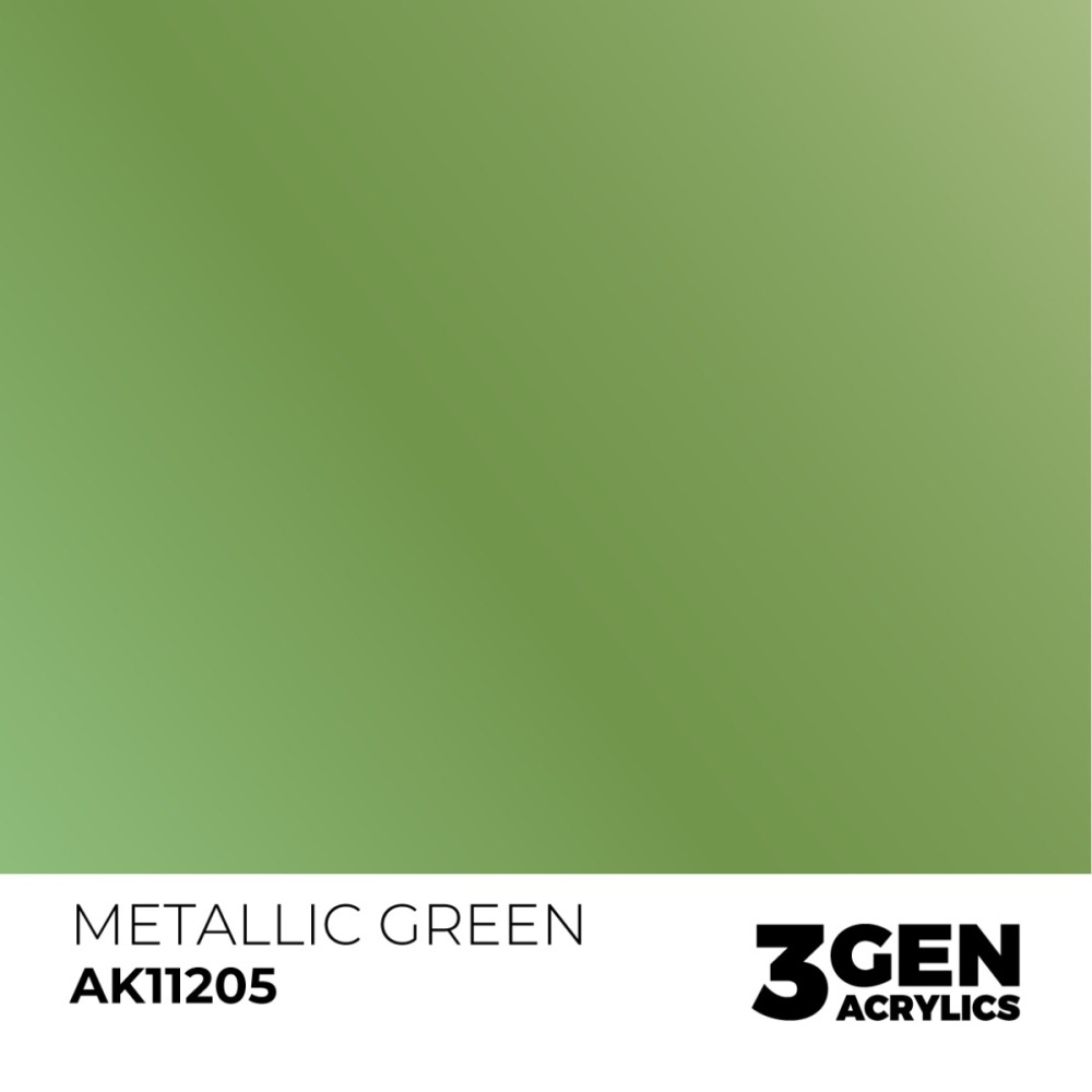 西班牙 AK 3GEN 第三代水性壓克力顏料 金屬綠色 METALLIC GREEN AK11205 金屬色-細節圖3