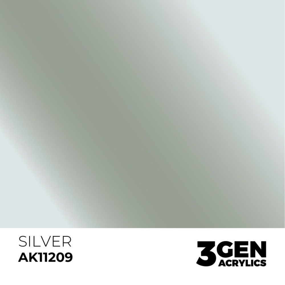西班牙 AK 3GEN 第三代水性壓克力顏料 銀色 SILVER AK11209 金屬色-細節圖3