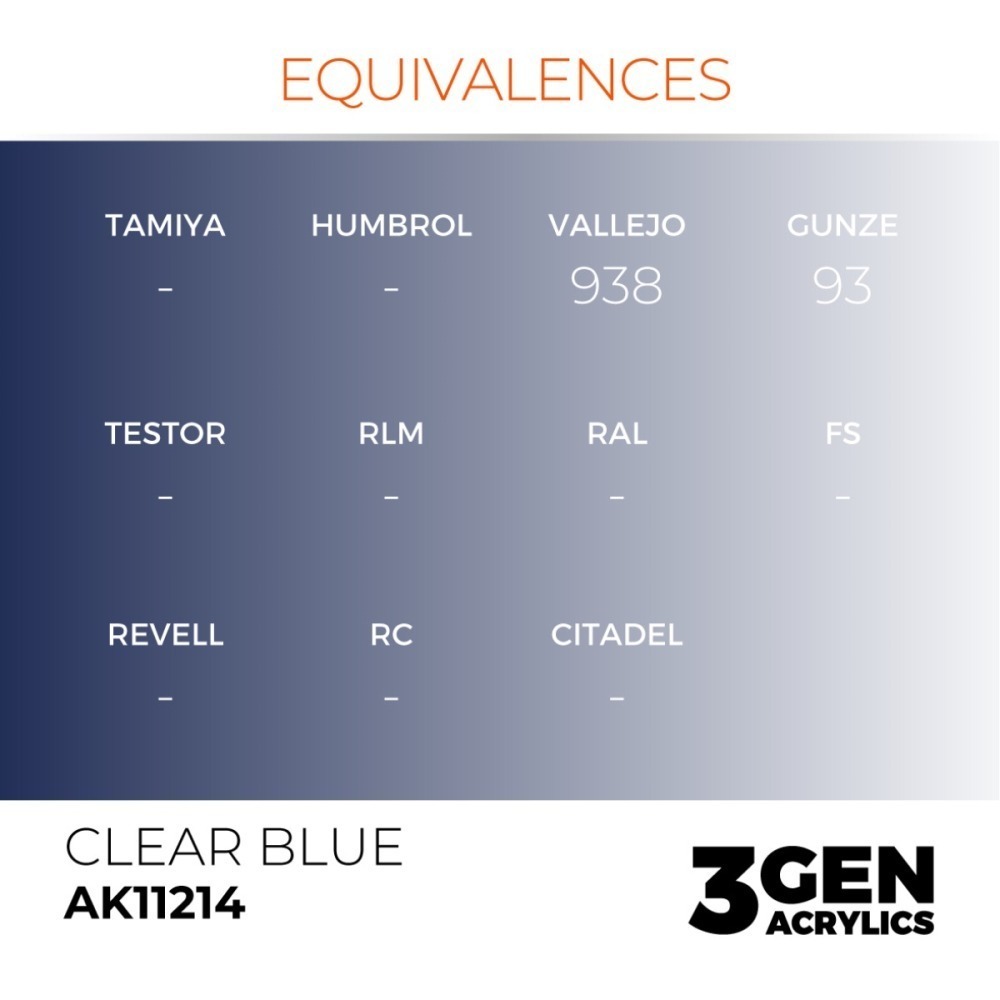 西班牙 AK 3GEN 第三代水性壓克力顏料 透明藍色 CLEAR BLUE AK11214 透明色 橘標-細節圖4
