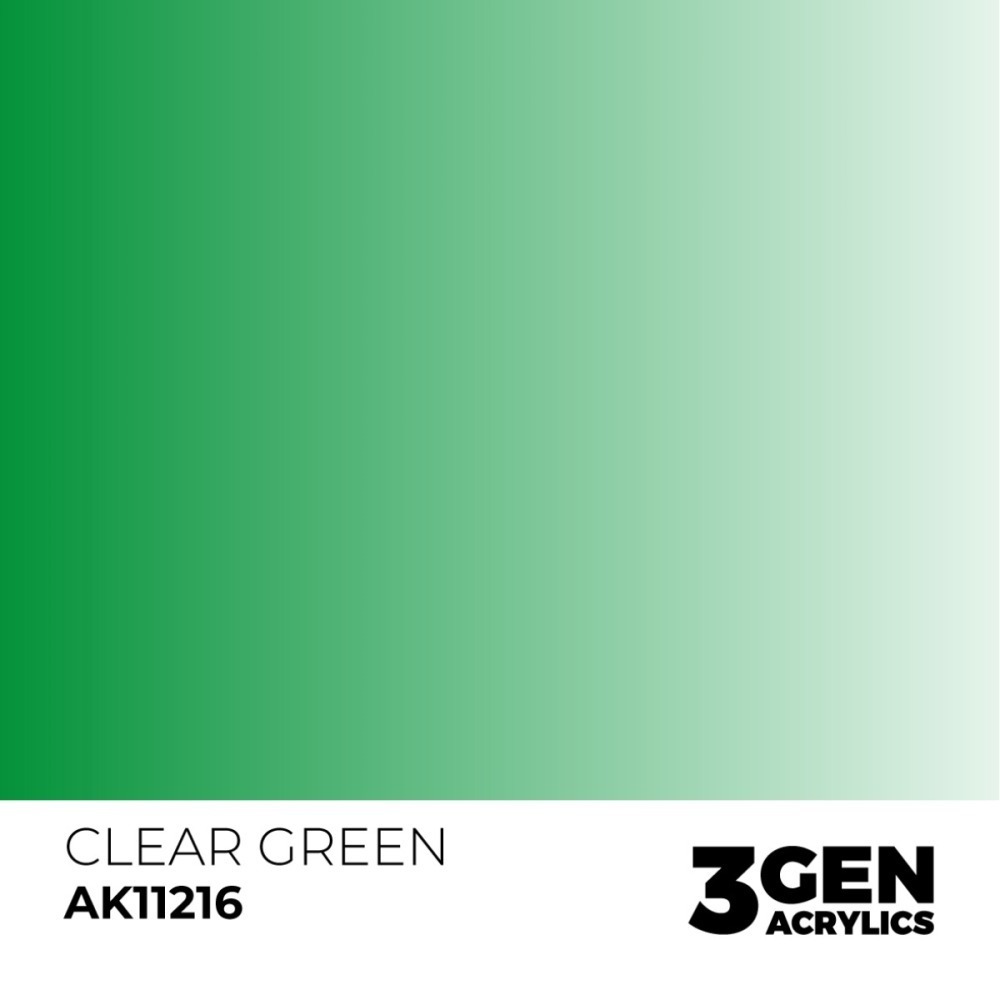 西班牙 AK 3GEN 第三代水性壓克力顏料 透明綠色 CLEAR GREEN AK11216 透明色 橘標-細節圖3