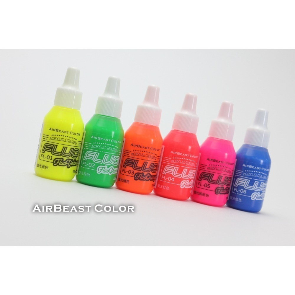AirBeast Color 水性壓克力系顏料 FLUO 螢光色 6色 10ml-細節圖6