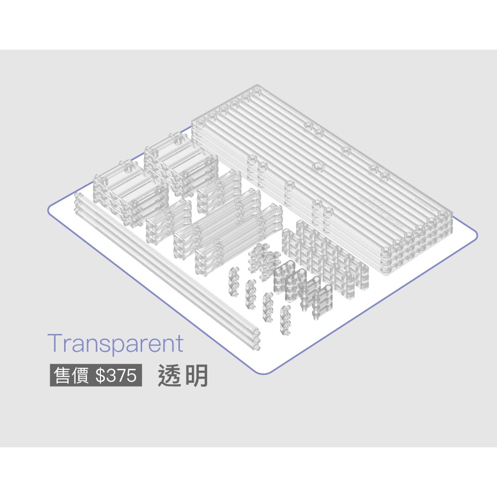 模型綠洲 桌上伸展台DTR 階梯式層架 模型公仔轉蛋皆適用 可擴充 煙燻黑/透明-規格圖10
