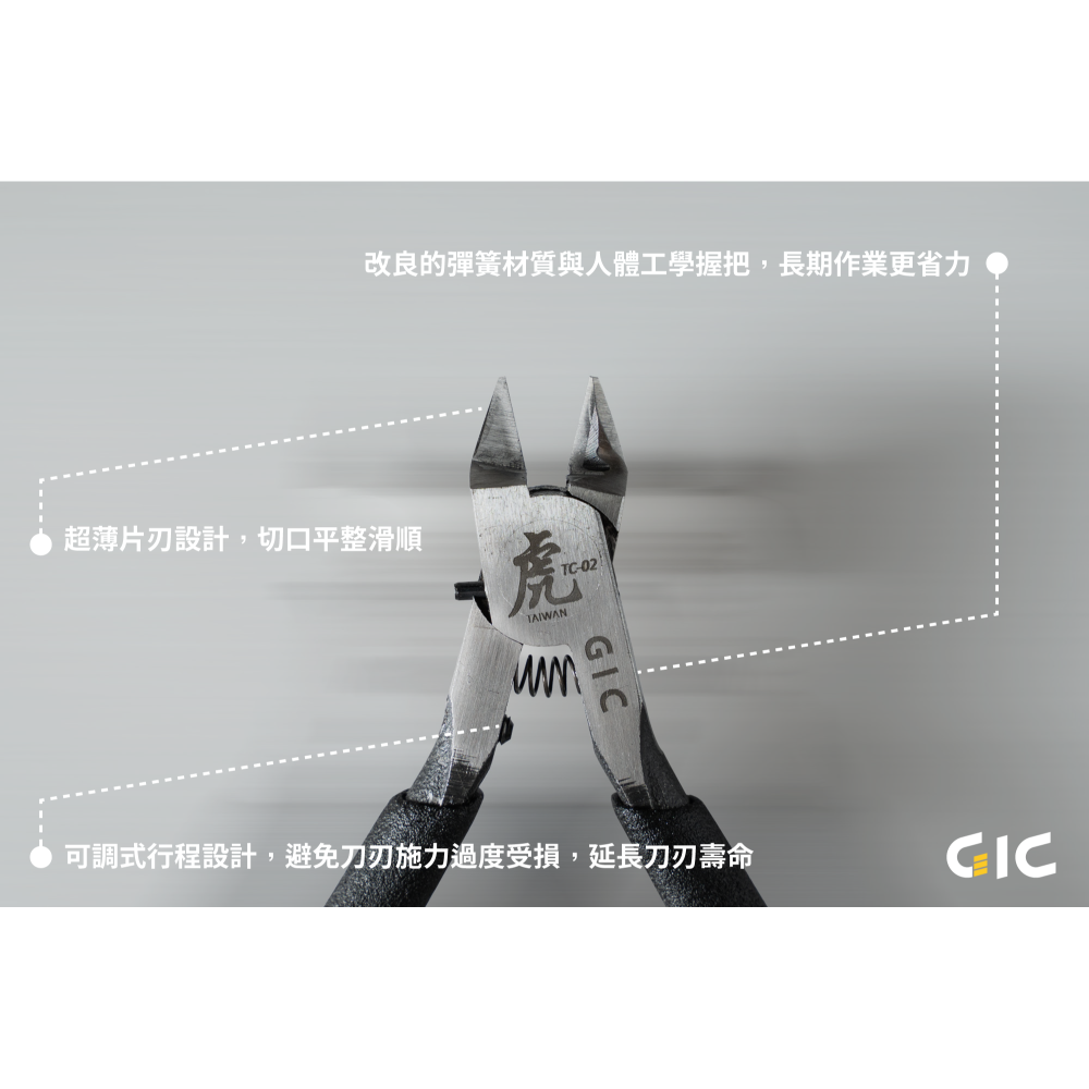 GiC TC-02 虎爪 2.5 超薄刃斜口剪 台灣製造 模型工具-細節圖7
