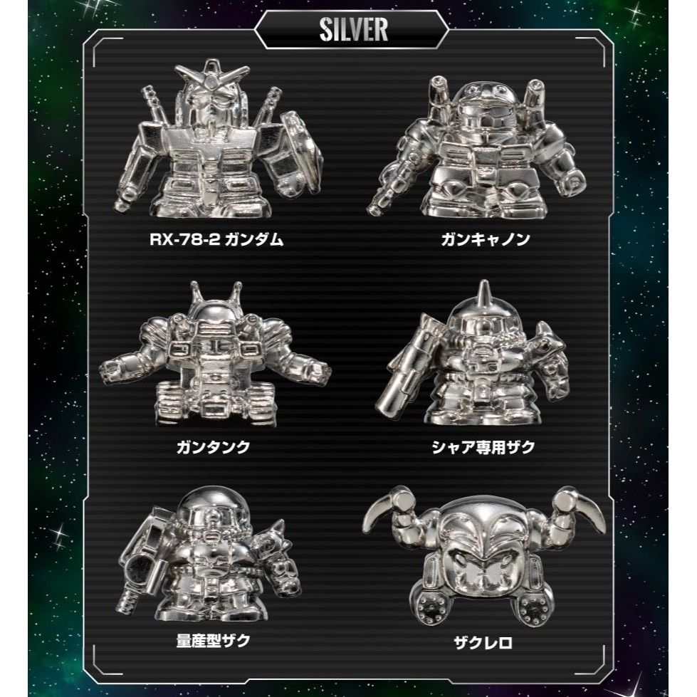 BANDAI 萬代 GASHAPON 機動戰士鋼彈 扭蛋戰士 合金版鋼彈橡皮擦 金/銀色 共6款-規格圖1