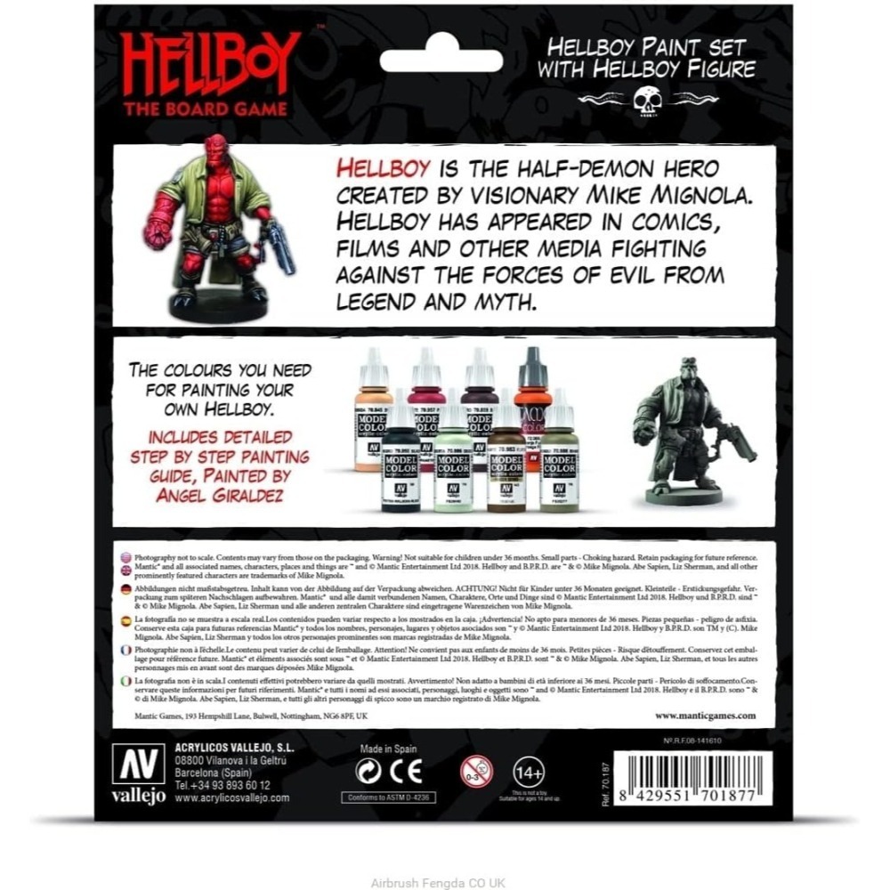 特價 Vallejo 地獄怪客塗色套組 HELLBOY paint set 70187 全新未拆-細節圖2