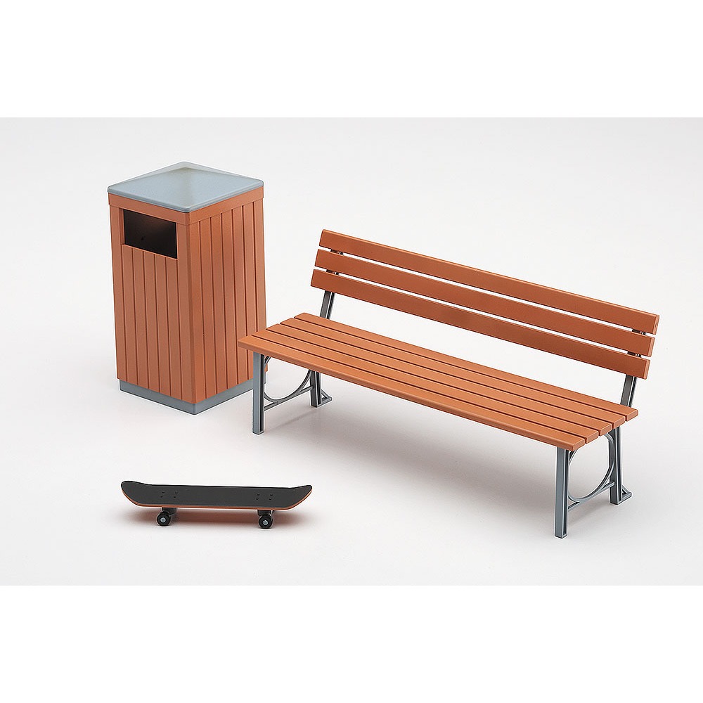 HASEGAWA 長谷川 1/12 公園的長椅與垃圾桶 FA10 場景搭配用 組裝模型-細節圖2