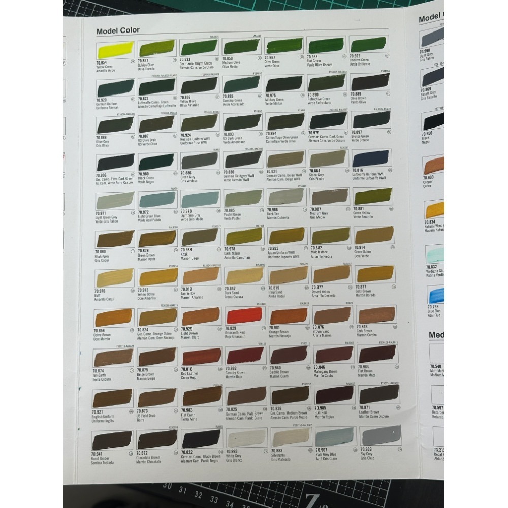 實際顏色參考 西班牙 Acrylicos Vallejo 模型色彩 裝甲王牌 液態金屬 實塗色票 色表-細節圖2