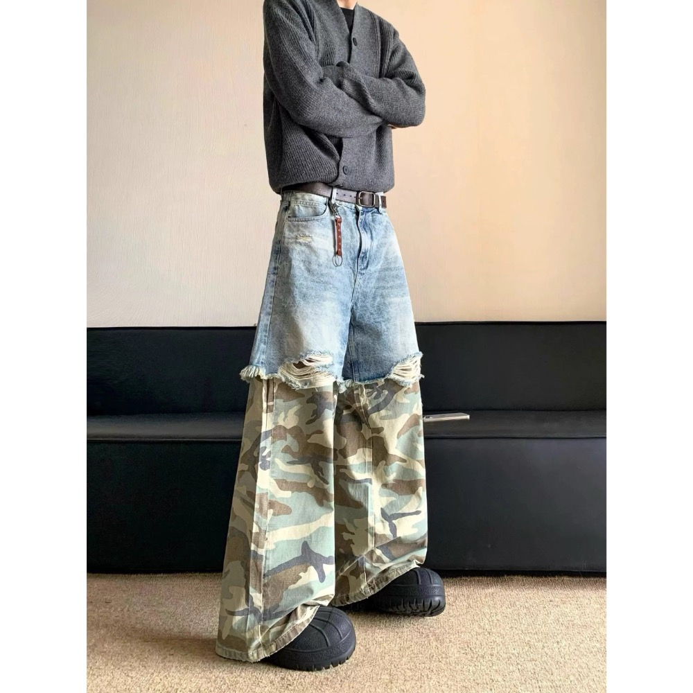 【vanguard選物所】假兩件街頭風牛仔褲-細節圖2