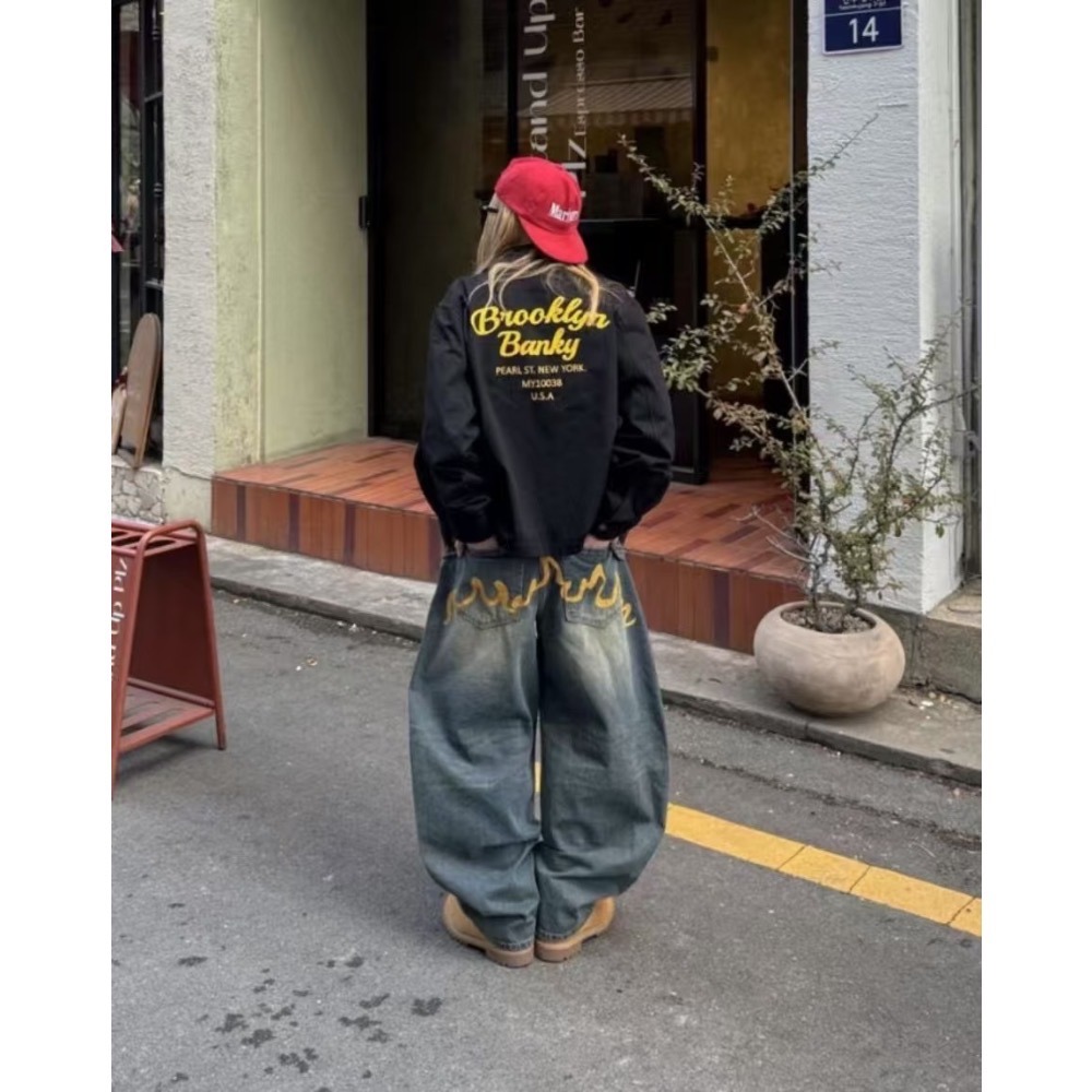 【vanguard選物所】屁股黃線條立體塗鴉褲-細節圖4