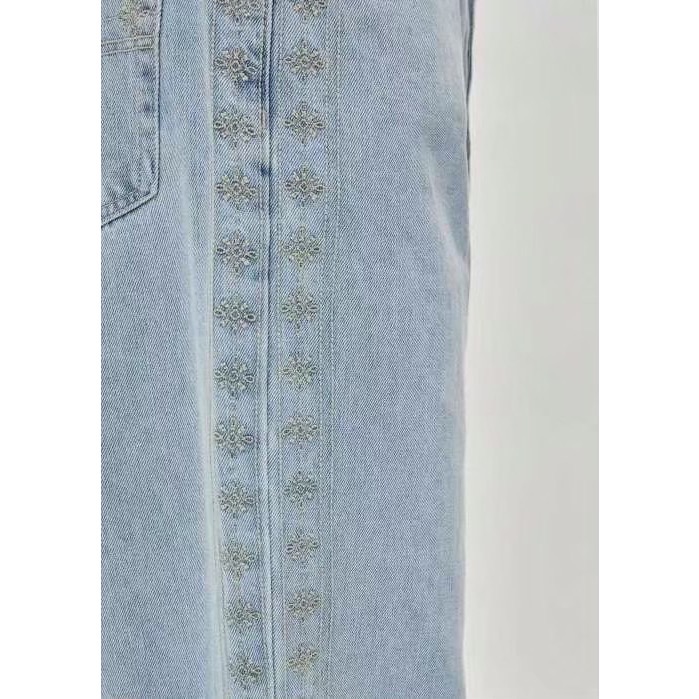 韓國選物🇰🇷 不撞款做邊刺繡牛仔褲-細節圖9