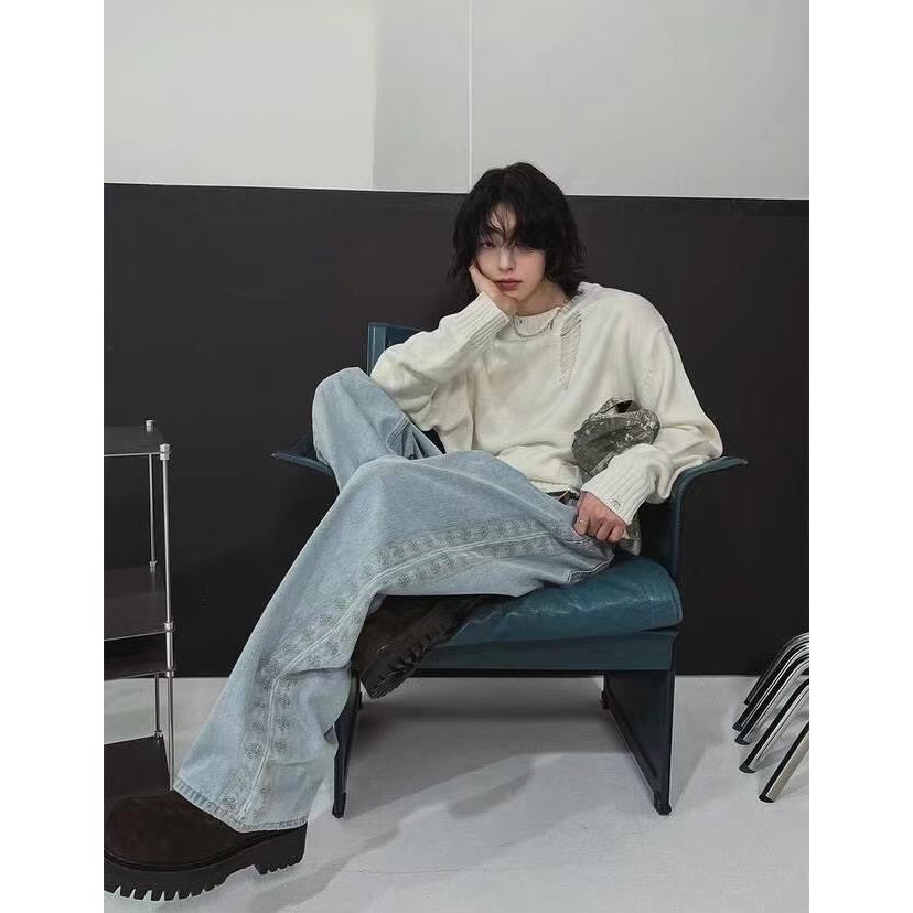 韓國選物🇰🇷 不撞款做邊刺繡牛仔褲-細節圖11