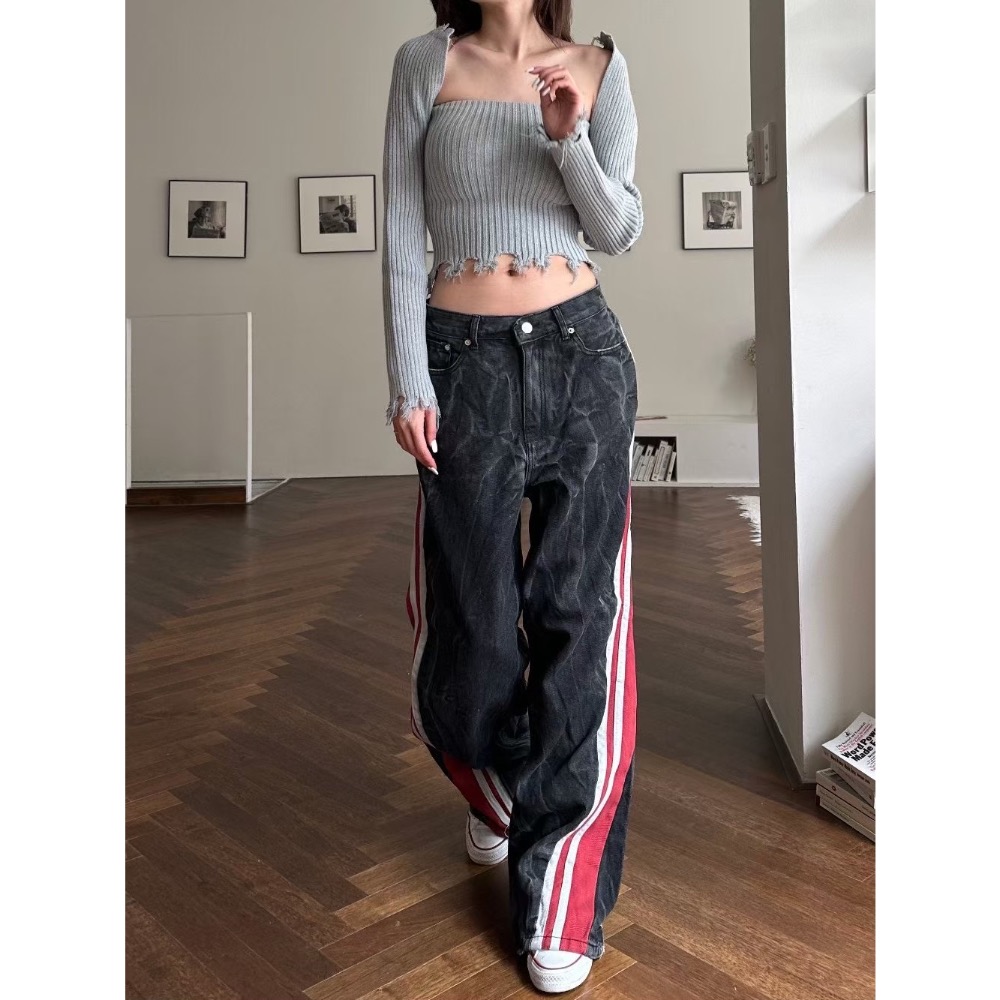 韓國選物🇰🇷水波紋刷色牛仔褲-細節圖2