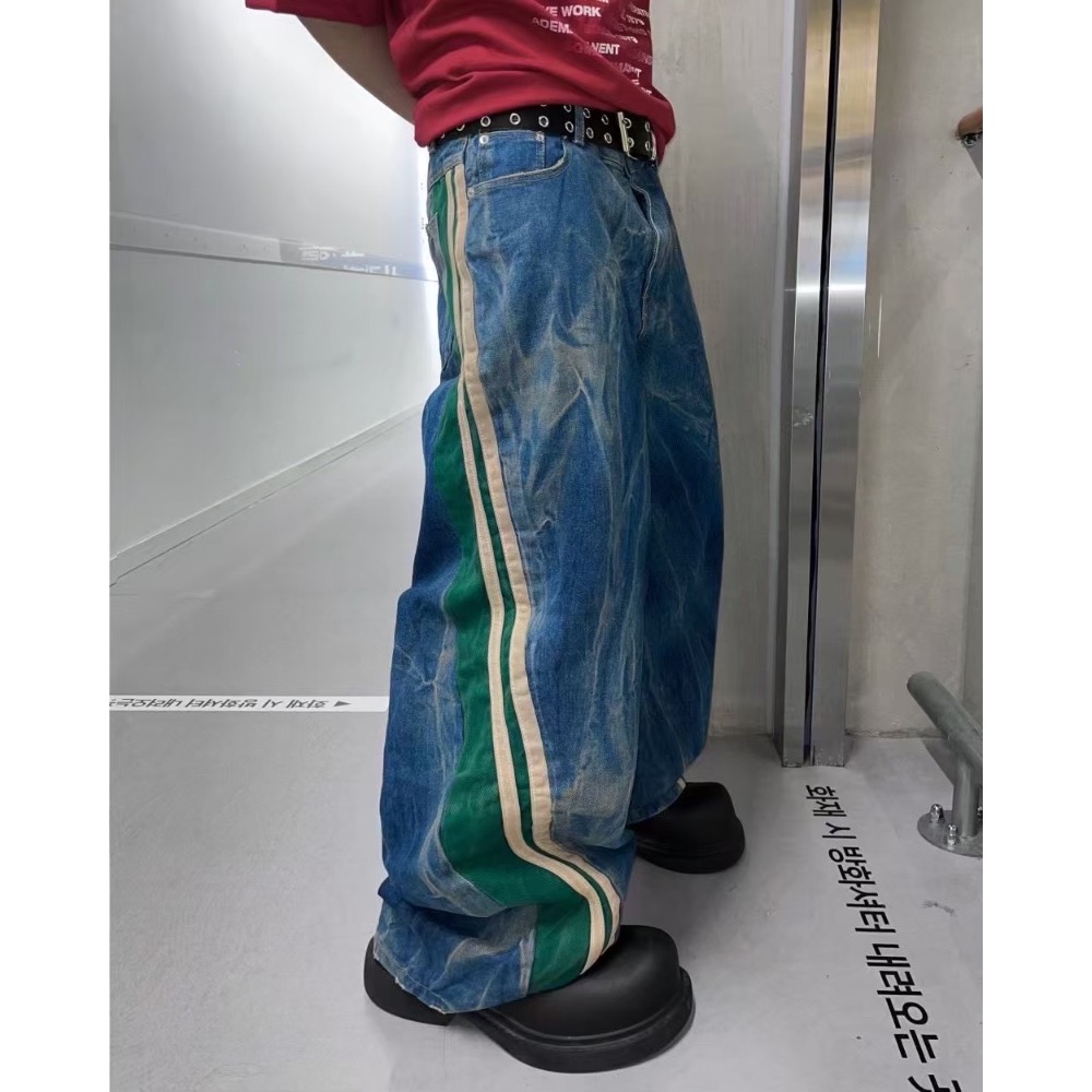 韓國選物🇰🇷水波紋刷色牛仔褲-細節圖5