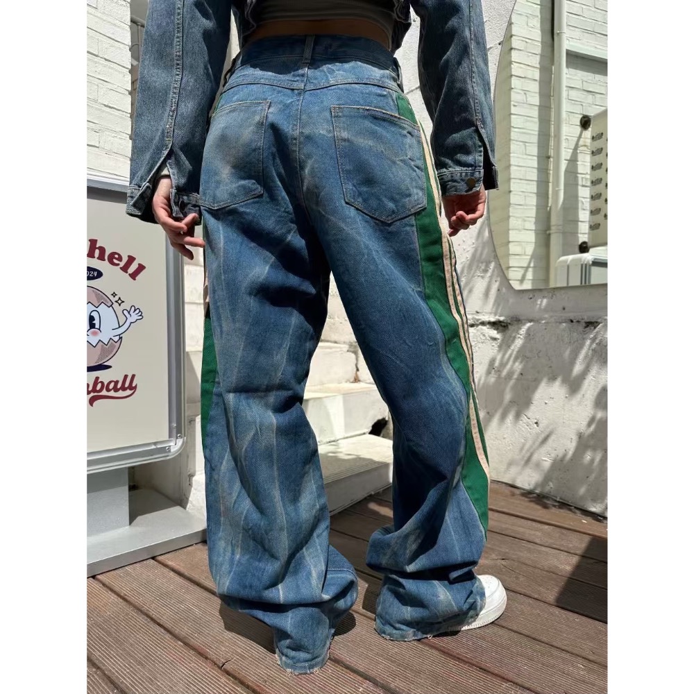 韓國選物🇰🇷水波紋刷色牛仔褲-細節圖6