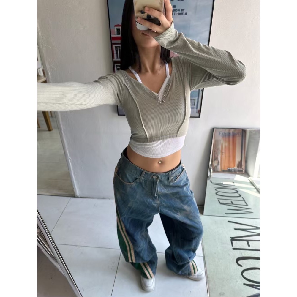 韓國選物🇰🇷水波紋刷色牛仔褲-細節圖7