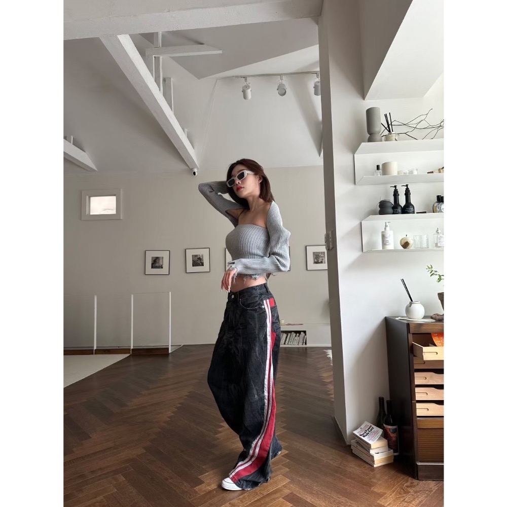 韓國選物🇰🇷水波紋刷色牛仔褲-細節圖8