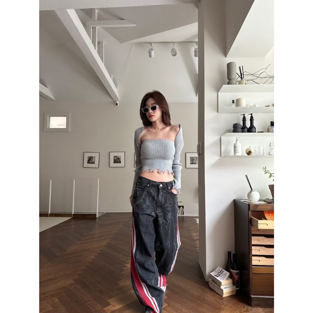 韓國選物🇰🇷水波紋刷色牛仔褲-細節圖9