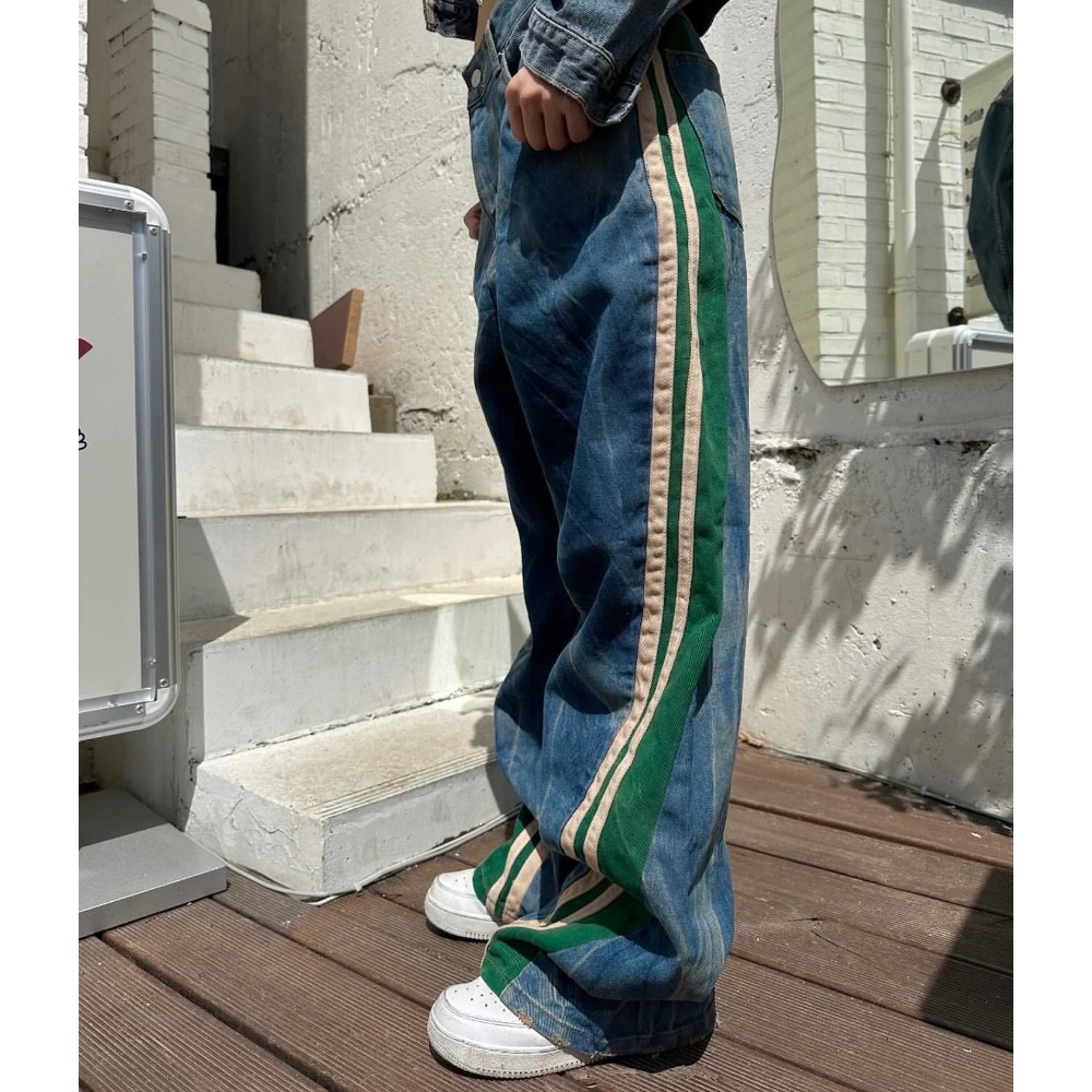 韓國選物🇰🇷水波紋刷色牛仔褲-細節圖10