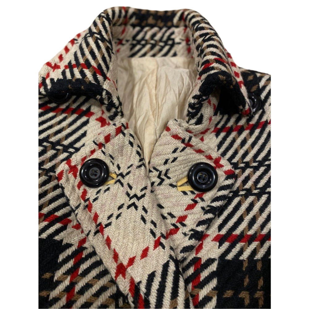 🌺日本品牌Lefua lea｜經典格紋羊毛混紡針織外套Size:2#二手-細節圖2