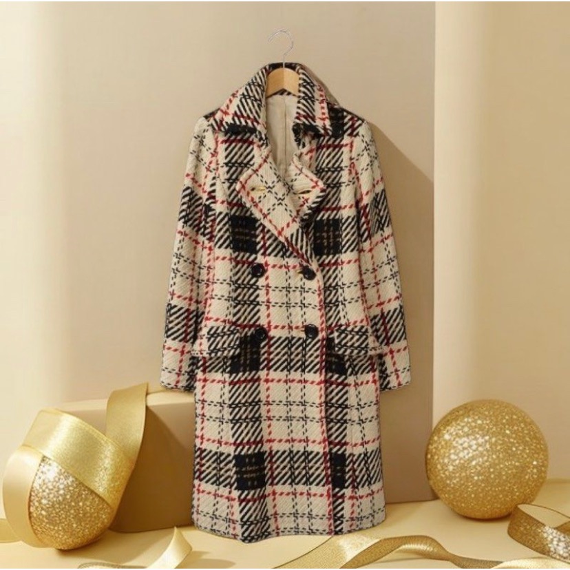 🌺日本品牌Lefua lea｜經典格紋羊毛混紡針織外套Size:2#二手-細節圖4