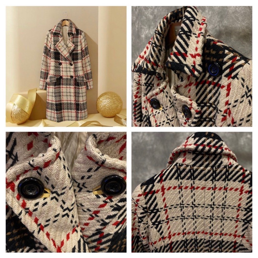 🌺日本品牌Lefua lea｜經典格紋羊毛混紡針織外套Size:2#二手-細節圖8