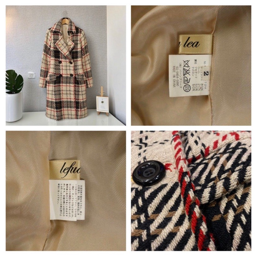 🌺日本品牌Lefua lea｜經典格紋羊毛混紡針織外套Size:2#二手-細節圖9
