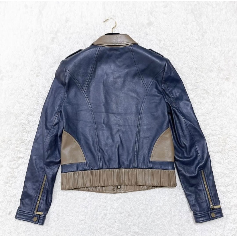 🇺🇸DVF凱特王妃愛牌｜DIANE VON FURSTENBERG 100%小羊皮雙色拼接外套Size:S#二手-細節圖6