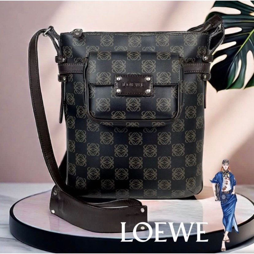 👸🏻LOEWE羅威|經典Repeat Anagram老花子母包. 肩背包. 斜背包Size:26x24x5cm#二-細節圖2