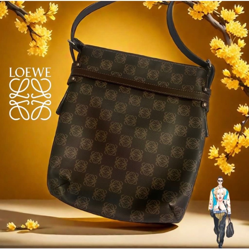 👸🏻LOEWE羅威|經典Repeat Anagram老花子母包. 肩背包. 斜背包Size:26x24x5cm#二-細節圖6