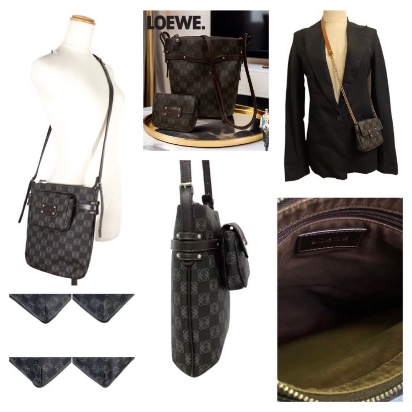 👸🏻LOEWE羅威|經典Repeat Anagram老花子母包. 肩背包. 斜背包Size:26x24x5cm#二-細節圖10