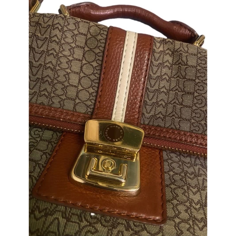 🐧美國MARC BY MARC JACOBS|棕色標誌設計帆布x皮革2way手提包.單肩包Size:28x24cm#二手-細節圖2