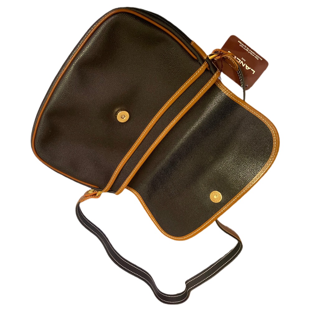 📯LANCEL蘭姿｜復古法國製黑棕色皮革單肩包.斜背包Size:25x20x8cm#全新-細節圖6
