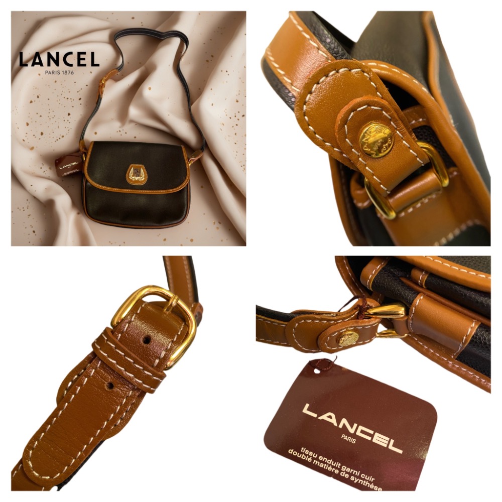 📯LANCEL蘭姿｜復古法國製黑棕色皮革單肩包.斜背包Size:25x20x8cm#全新-細節圖7