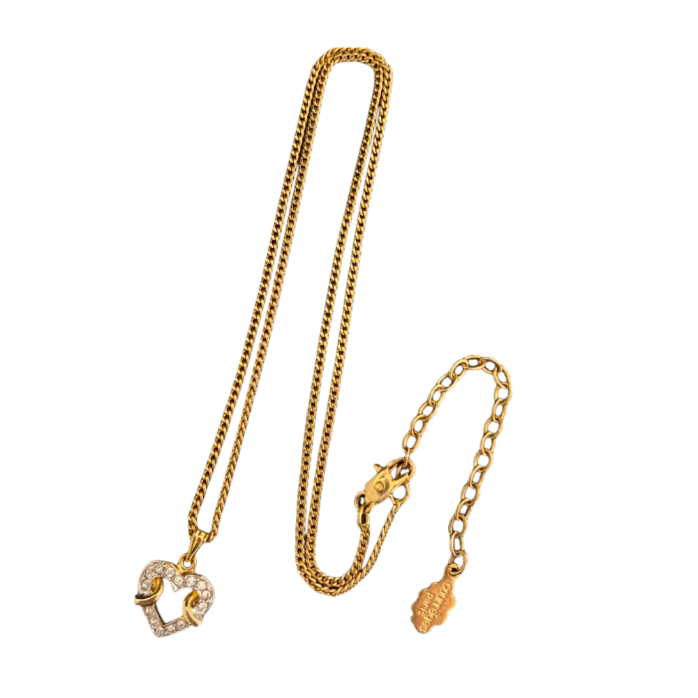 🇫🇷法國Courrèges |經典心型萊茵石 吊墜鍍金項鍊Size:41+6cm#二手-細節圖6