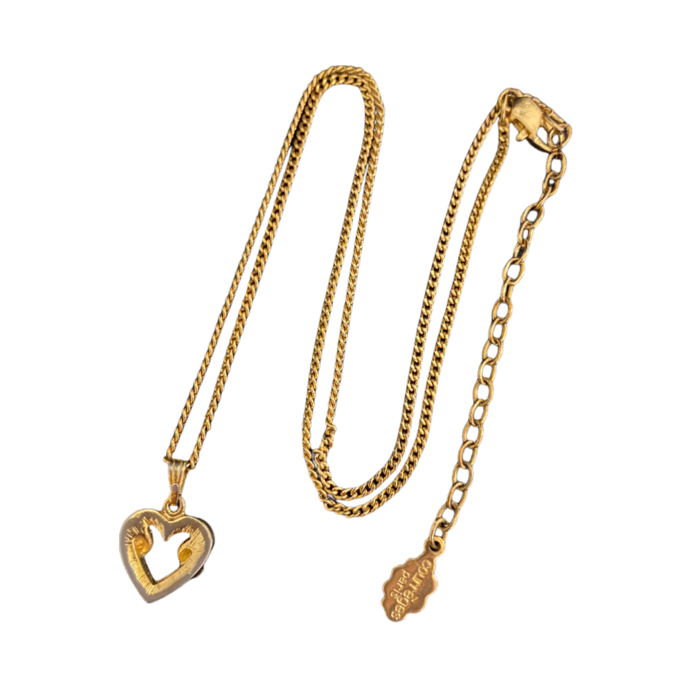 🇫🇷法國Courrèges |經典心型萊茵石 吊墜鍍金項鍊Size:41+6cm#二手-細節圖8