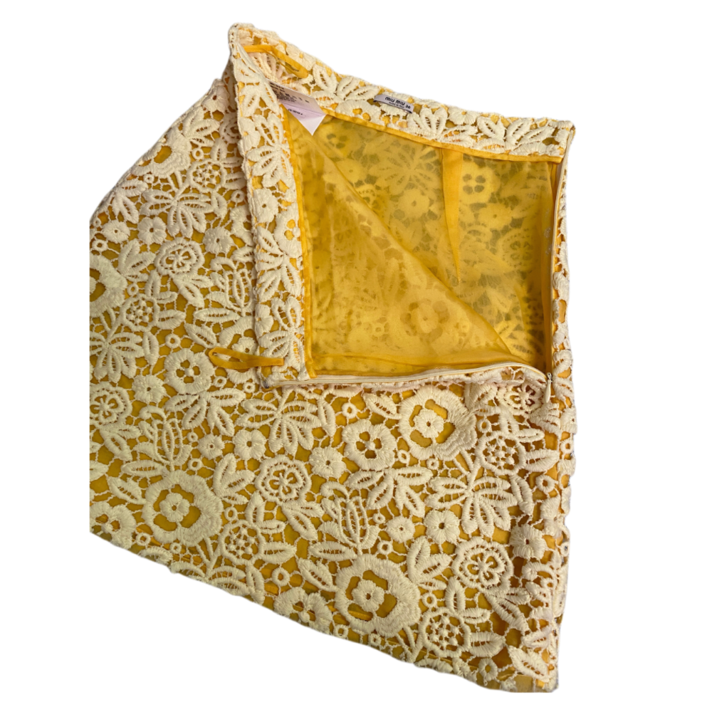 🌺義大利MIU MIU | 高端奢華花卉蕾絲設計迷你梯形裙Size:36#二手-細節圖4