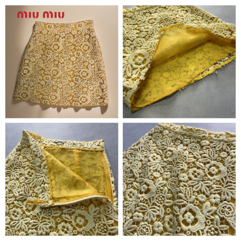 🌺義大利MIU MIU | 高端奢華花卉蕾絲設計迷你梯形裙Size:36#二手-細節圖10