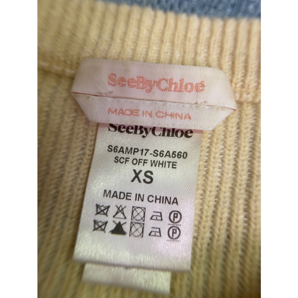 🦄CHLOE’副牌See by Chloé | 象牙色長袖亨利領羊毛混紡針織衫.上衣Size:XS#二手-細節圖4