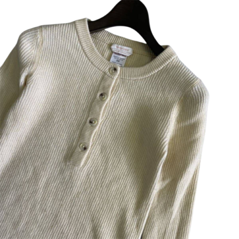 🦄CHLOE’副牌See by Chloé | 象牙色長袖亨利領羊毛混紡針織衫.上衣Size:XS#二手-細節圖7