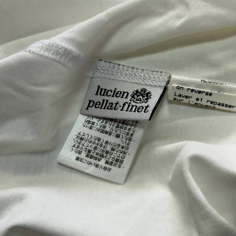 ☠️法國Lucien pellat-finet|白色施華洛世奇鉚釘裝飾短袖骷髏T恤.上衣Size:XL#二手-細節圖3