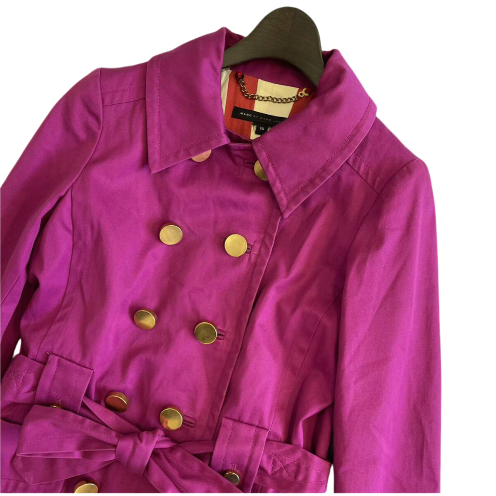 🧚‍♀️美國MARC by MARC JACOBS| 桃紅色金色雙排扣外套. 風衣Size:XS#二手-細節圖5