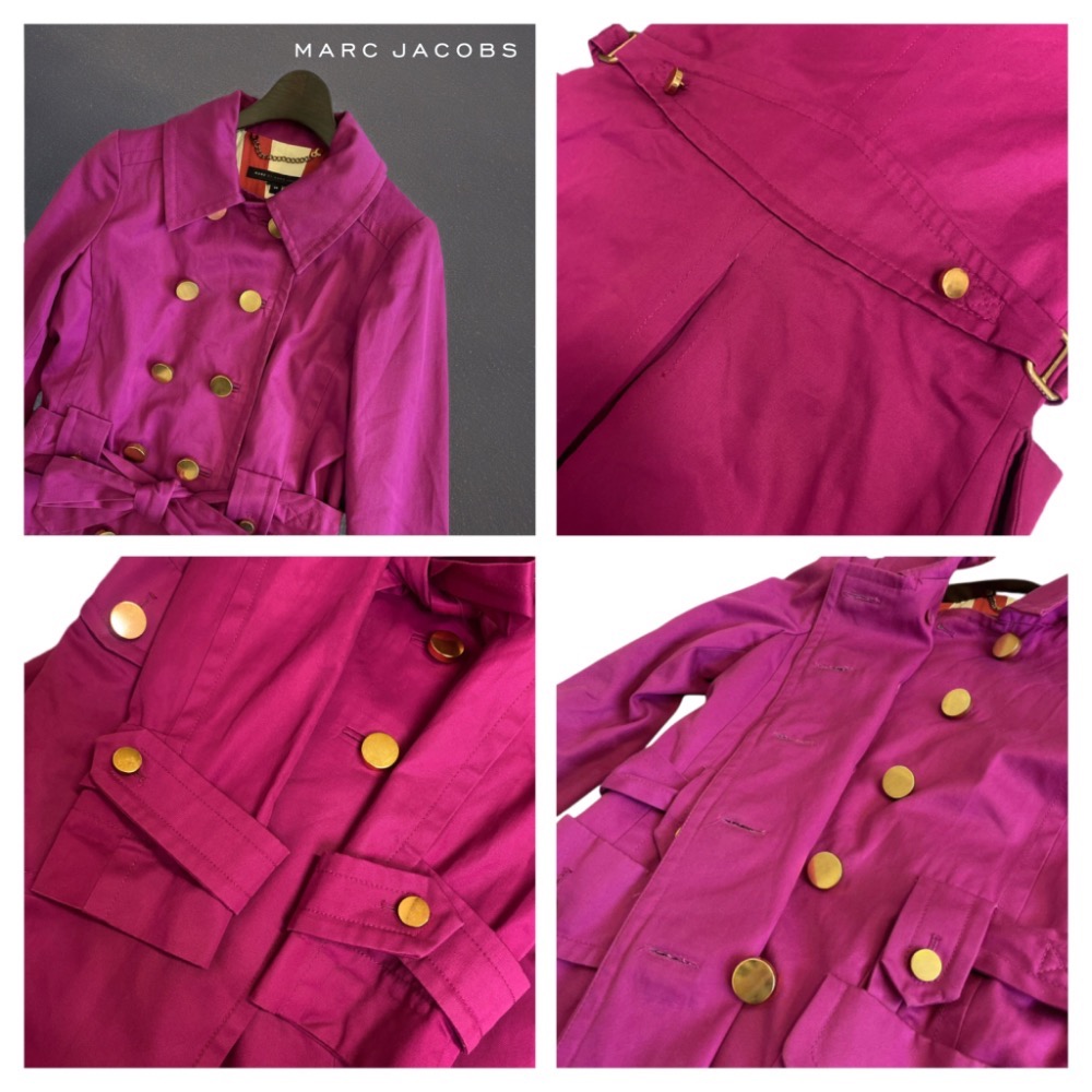 🧚‍♀️美國MARC by MARC JACOBS| 桃紅色金色雙排扣外套. 風衣Size:XS#二手-細節圖8