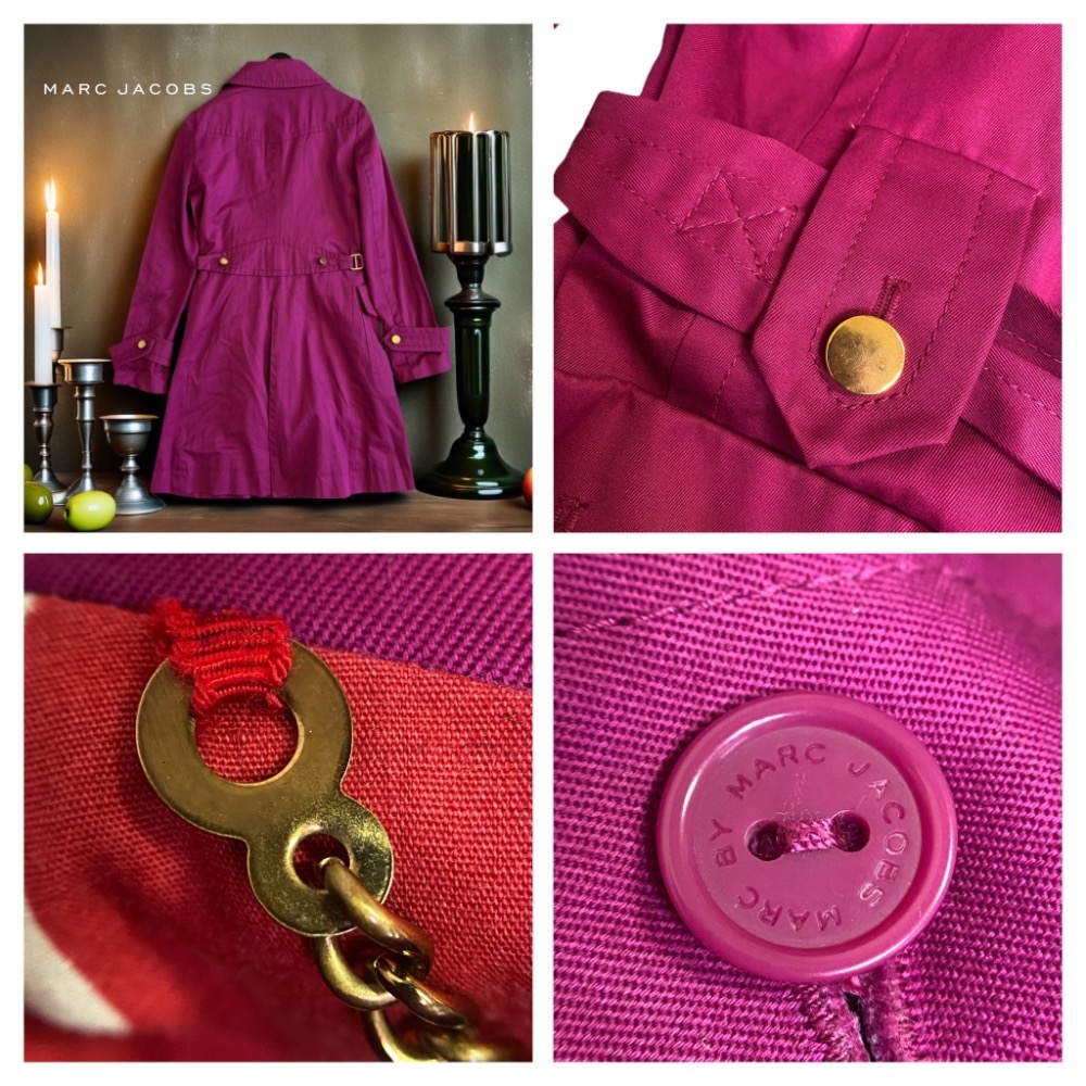 🧚‍♀️美國MARC by MARC JACOBS| 桃紅色金色雙排扣外套. 風衣Size:XS#二手-細節圖9