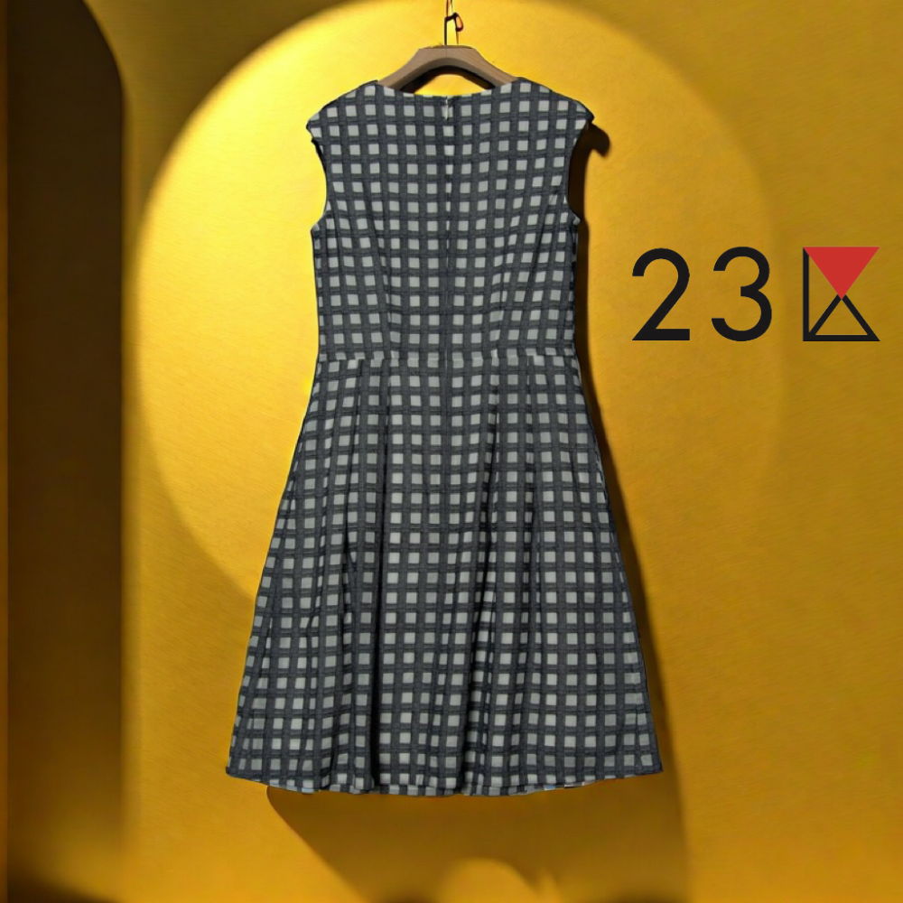 🎏日系名牌”23區”| 100%棉格紋梭織無袖連身裙Size:36#二手-細節圖7