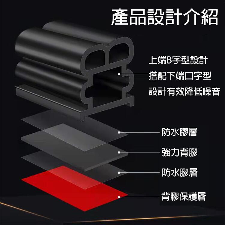 台灣現貨-汽車SUV貨車隔音膠條(一包五米,500cm) 雙層工字型密封條 防水 防塵 降噪 隔音 膠條-久岩汽車精品-細節圖2