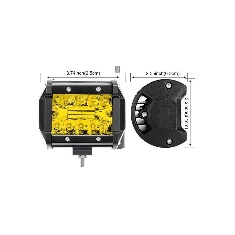 台灣現貨-4吋黃光方形四排60W聚光燈20LED射燈 工程車 超亮燈 輔助燈 霧燈 LED燈-久岩汽車-細節圖2