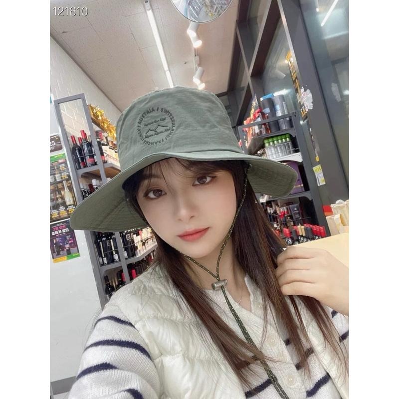 MIMIMOLLY ｜現貨｜14L-55正韓🇰🇷 防風繩刺繡登山帽漁夫帽遮陽造型-細節圖3