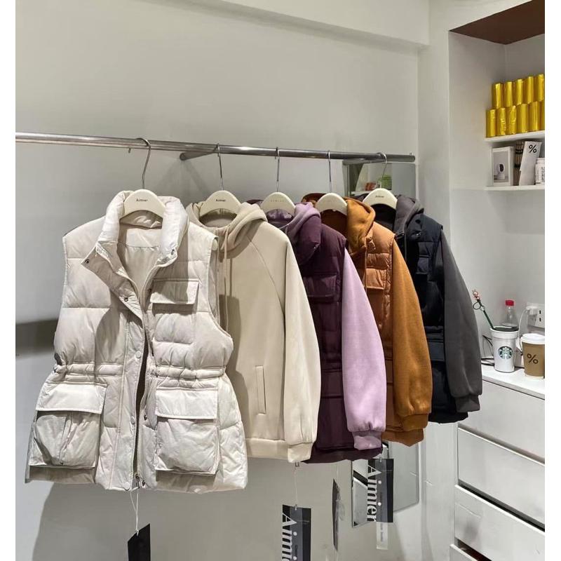 現貨 闆娘實拍 M001144可分開穿搭 磨毛拉鍊連帽外套 羽絨背心真兩件套-細節圖9